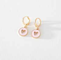 Enamel heart huggie hoop earrings by Greenwood Designs