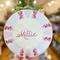 Embroidered name hoop