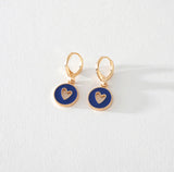 Enamel heart huggie hoop earrings by Greenwood Designs