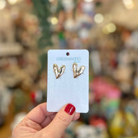 Gold heart studs with pearls by Greenwood Designs